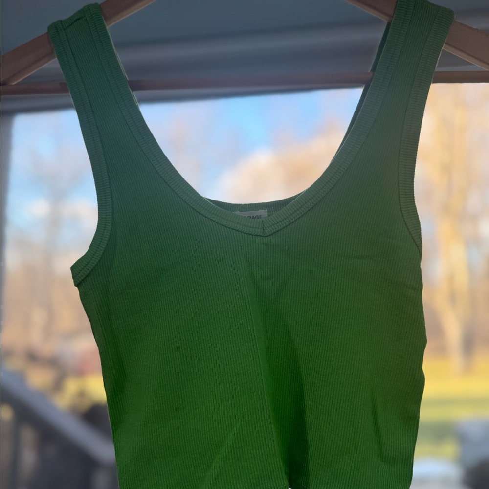 Garage Bright Green Ribbed Crop Top
